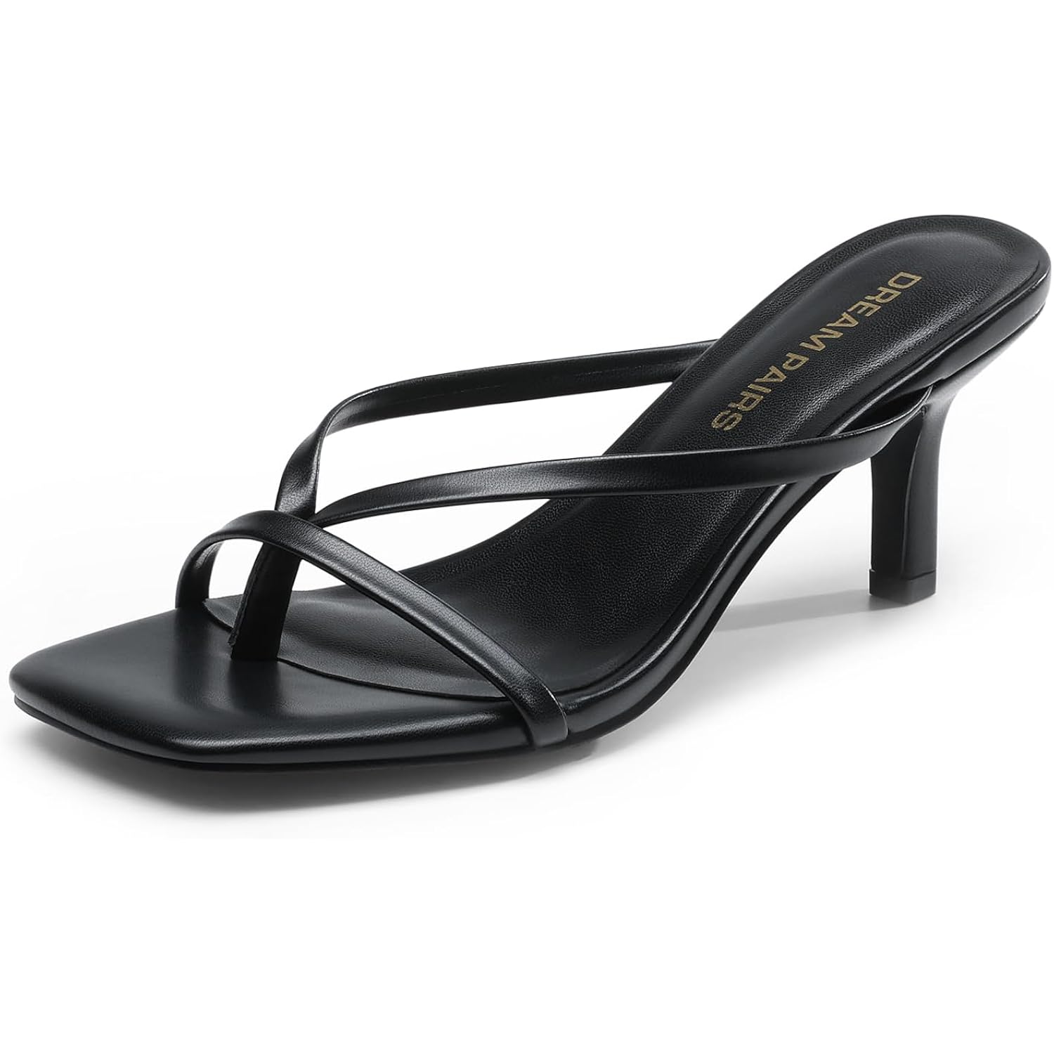 Dream Pairs Kitten Heels For Women Flip Flops Slip On Low Heels Open Square Toe Thong Heeled Strappy Sandals Slides Comfortable Dress Shoes