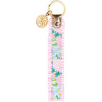 Lilly Pulitzer Cotton Strap Key Chain with Ruffle Edge, Cute Wristlet Keychain Accessory with Metal Ring and Logo Charm (Lilly Garden Home)