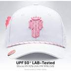 NJF Golf Adjustable Golf Cap for Women – Breathable Hat with Magnetic Ball Marker & Tee Holders, Lightweight Golf Hat White Pink