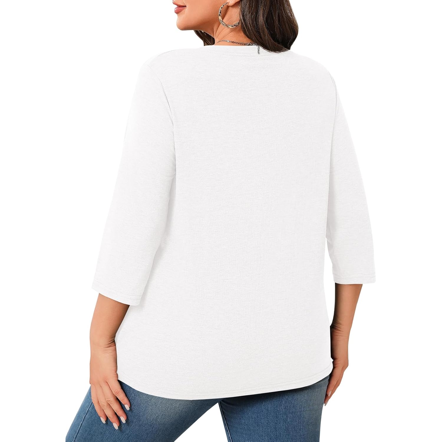 Beautife Plus Size Tops for Womens 3/4 Sleeve Casual T Shirts Loose Fit Tunic Blouse