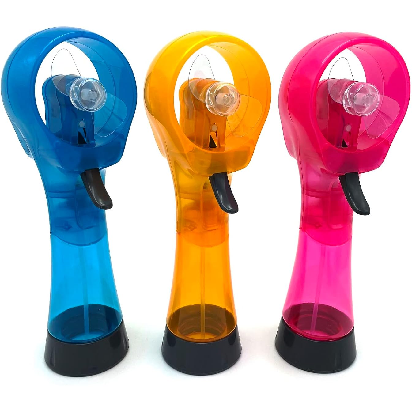 Handheld Water Misting Fan Outdoor Portable Hand Mini Fan Atomizer For Summer Beach, Travel, Camping, Bbq And More Outdoor Activities - 3 Piece Set（Sky Blue/Yellow/Pink）