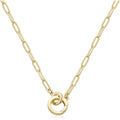 LANE WOODS Paperclip Necklace Pendant: 14K Gold Plated Dainty Link Chain Jewelry for Women
