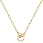 LANE WOODS Paperclip Necklace Pendant: 14K Gold Plated Dainty Link Chain Jewelry for Women