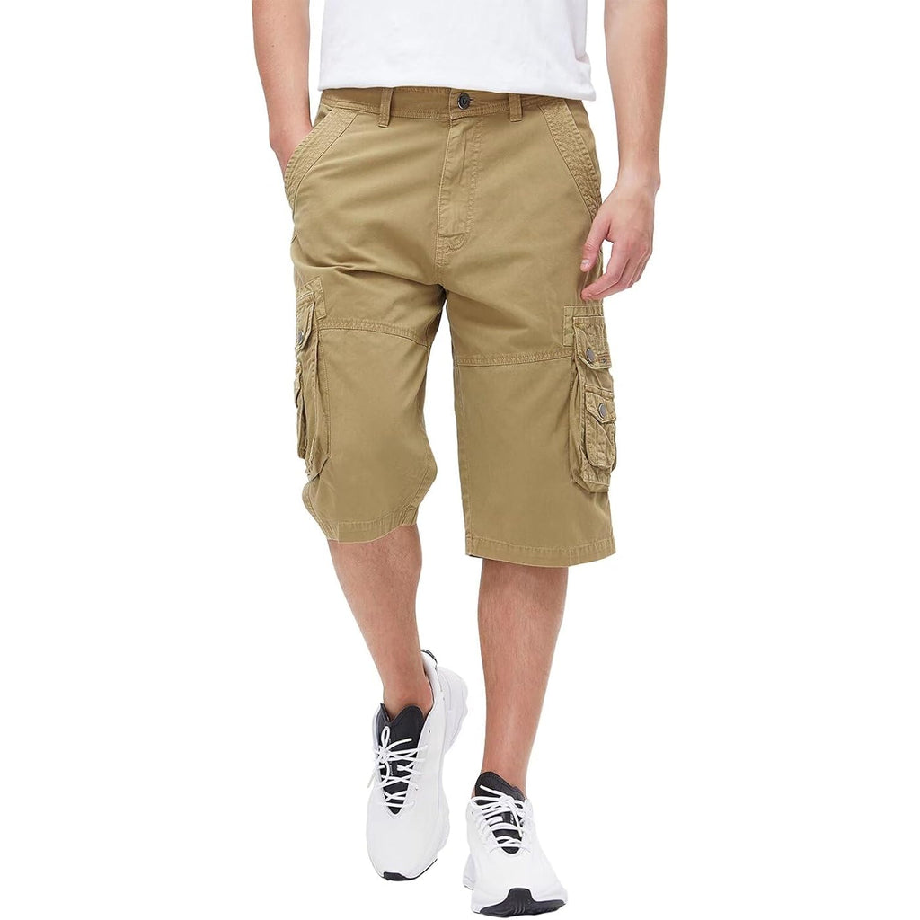 Best South Men'S Capri Long Twill Cargo Shorts Below Knee 13 Inches Cotton Relaxed Fit Casual Multi-Pocket