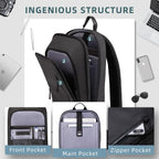 Hk Backpack For Men Business Slim Laptop Bag | Anti Theft Travel Backpacks 15.6 Inch Laptop Water Resistant Computer Bag For Work Office College, Black