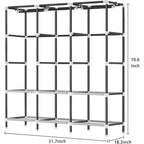 Lokeme Wardrobe Closet,Portable Closet For Bedroom Steel Pipe Diameter 19Mm Strong And Sturdy Black Portable Closets For Hanging Clothes With 3 Hanging Rods, 6 Storage Shelves And Side Pockets