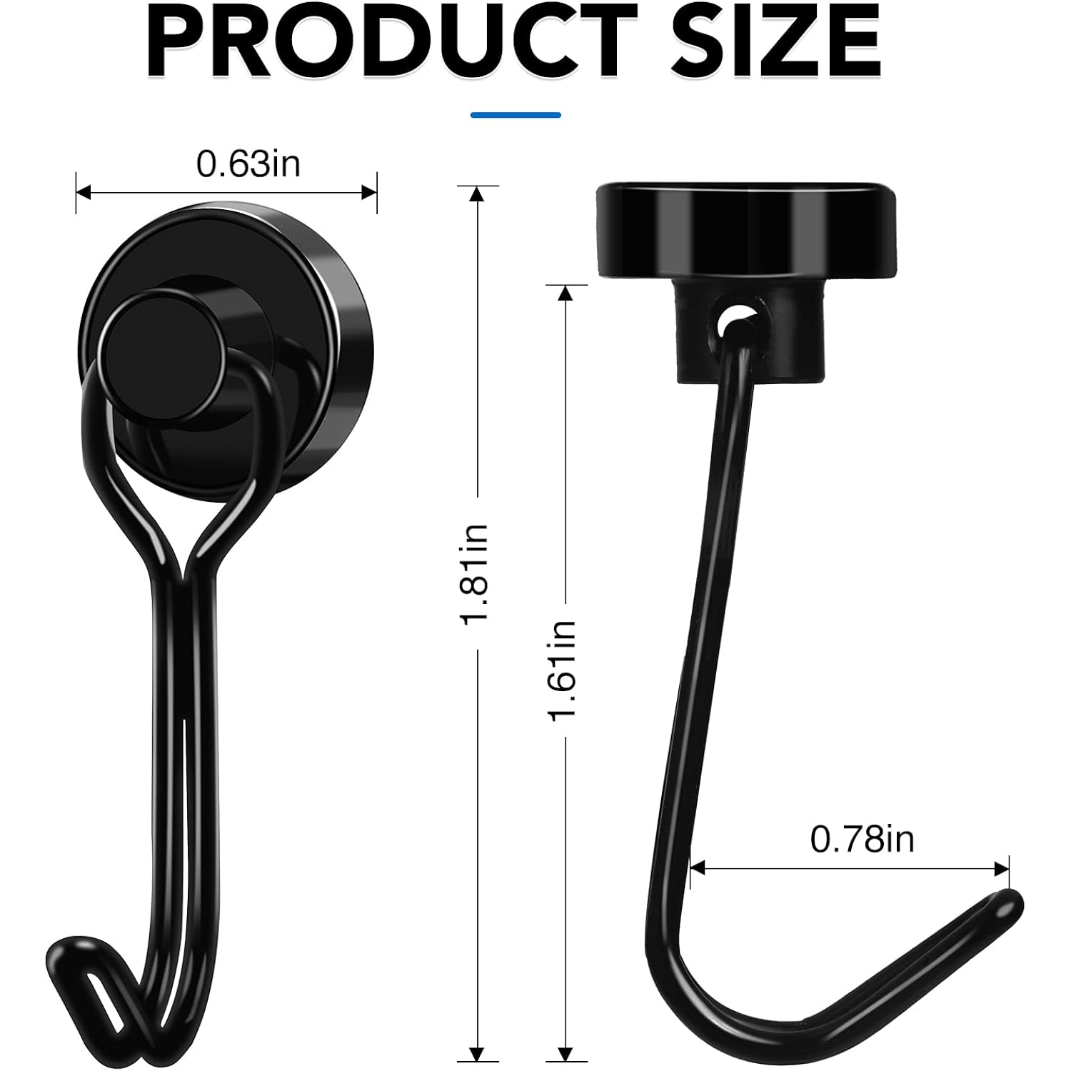 Lovimag Swivel Magnetic Hooks, 30Lbs, Pack Of 6 | Cruise Cabin Ship Essentials 2026, Heavy Duty Magnets For Refrigerator, Classroom, Kitchen, Hanging Mug, Black