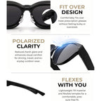 LOHO Sunglasses That Fit Over Glasses, Over Glasses Sunglasses for Women Men, Polarized UV400 Driving Shades Cat Eye Black