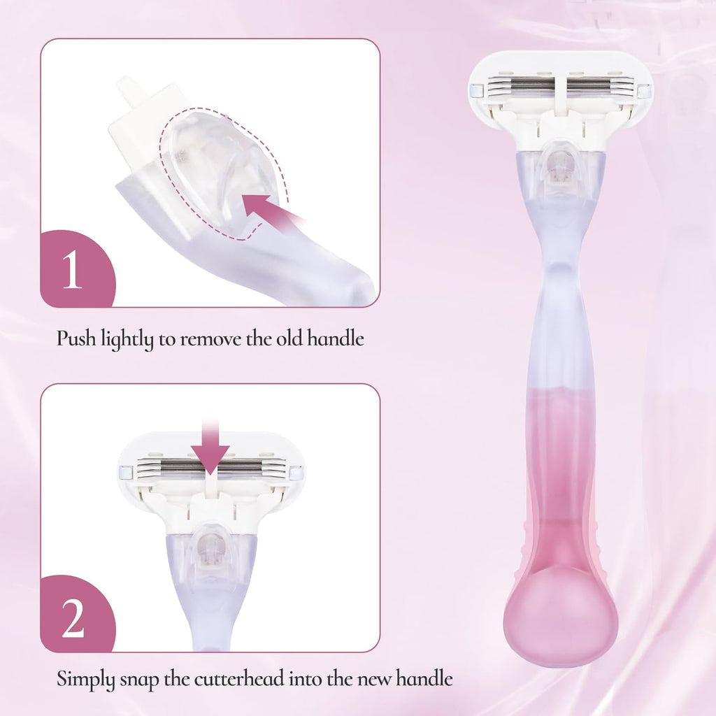 Replacement Handle Compatible with Gillette Venus, Comfort Glide Razor Handle Non-slip Ergonomic Handles for Women (Pink)