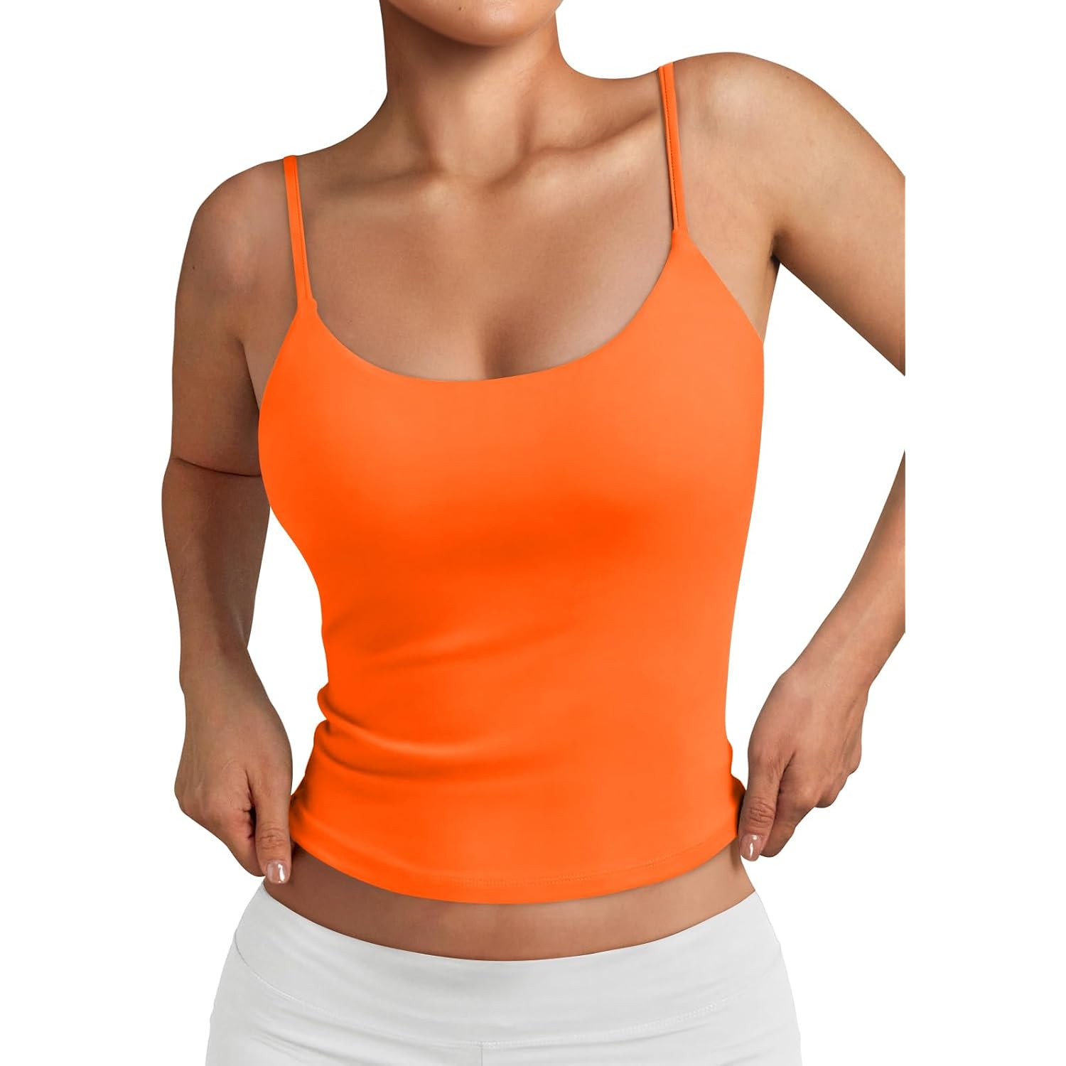 Trendy Queen Womens Summer Double Lined Adjustable Spaghetti Strap Tank Top