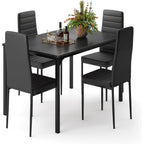 Gizoon Dining Table Set For 4, Kitchen Table Chairs Set Of 4, 5 Piece Kitchen Table Set With 4 Upholstered Pu Leather Chairs For Dining Room, Living Room, Apartment, Small Space, Black