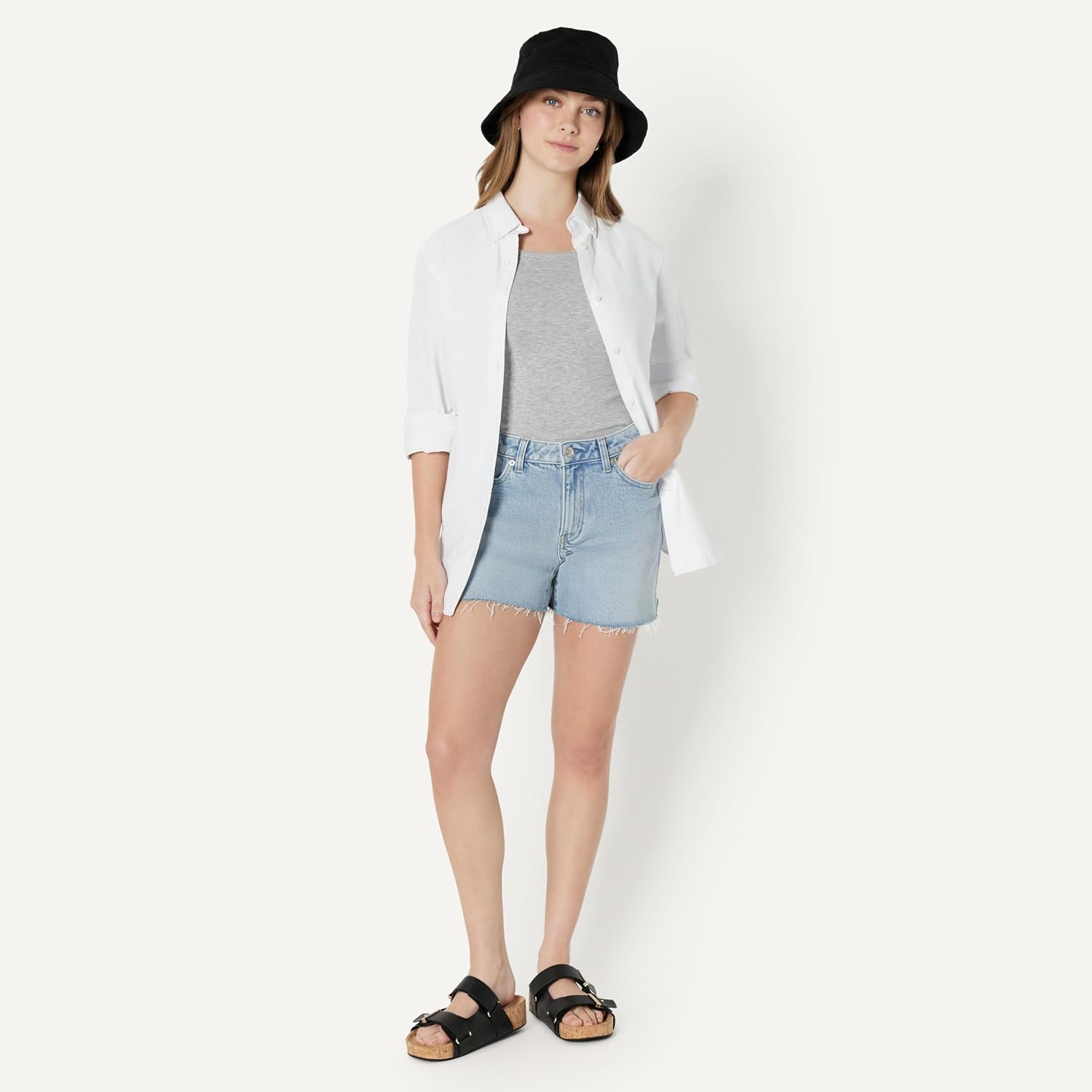 Amazon Essentials Women's Washed Cotton Bucket Hat Black