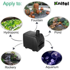 Submersible Pump 200Gph Ultra Quiet With Over Heating Protection 5.2Ft High Lift For Fountains, Hydroponics, Ponds, Aquariums & More…