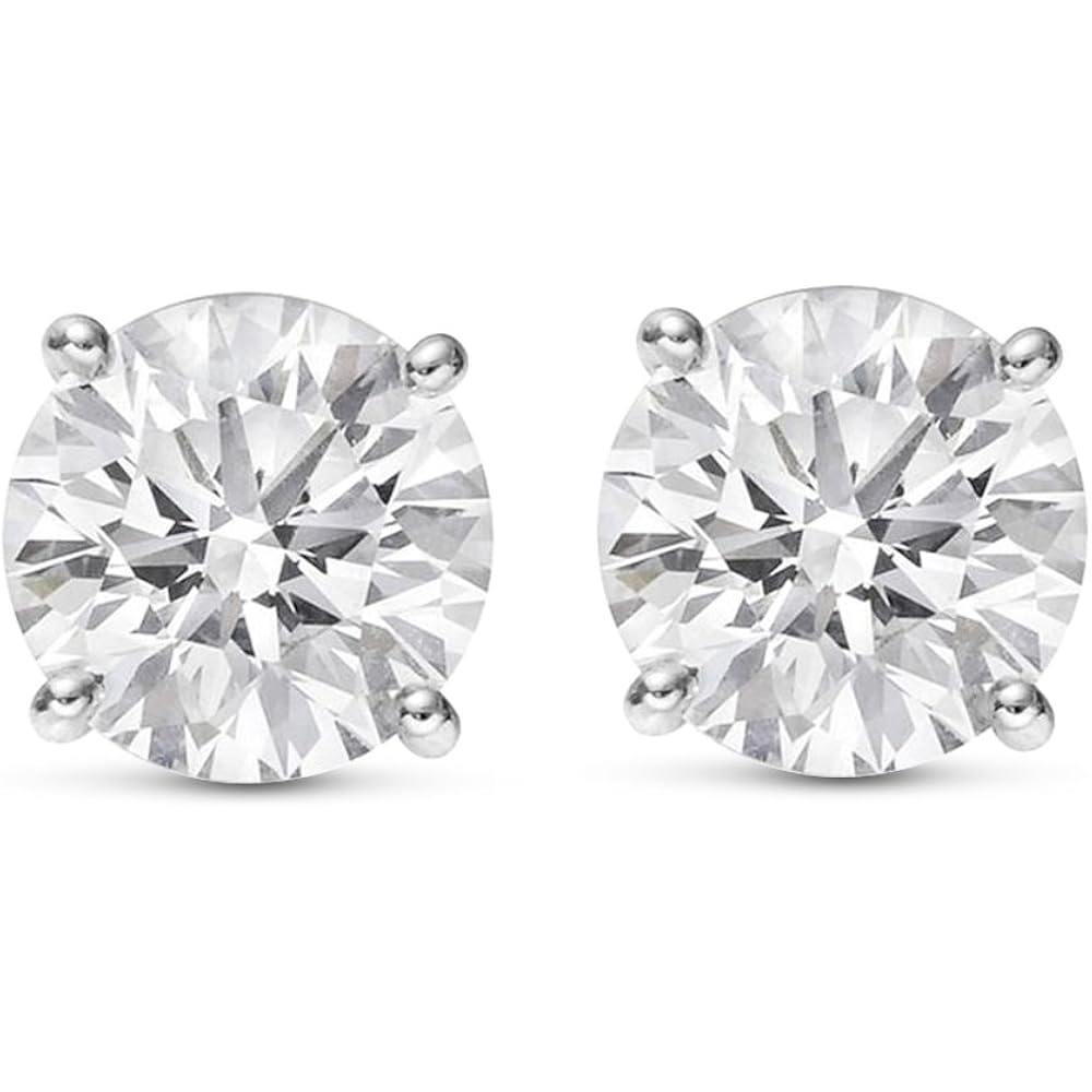 0.5 to 12 Carat 14K White Gold Round Shape IGI Certified LAB GROWN Diamond Stud Earrings for women 4 Prong Push Back (E/F Color VS2/SI1 CLARITY)
