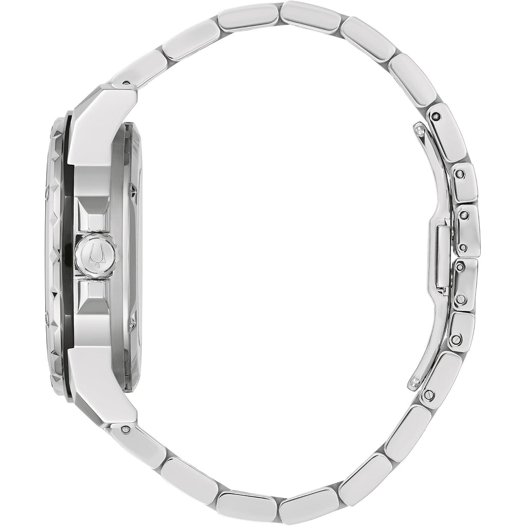 Bulova Marc Anthony Men'S Automatic Marine Star Stainless Steel Watch,Open Aperture,Exhibition Case Back,Diamond Accent Blue Sunray Dial, (Model:98D184)
