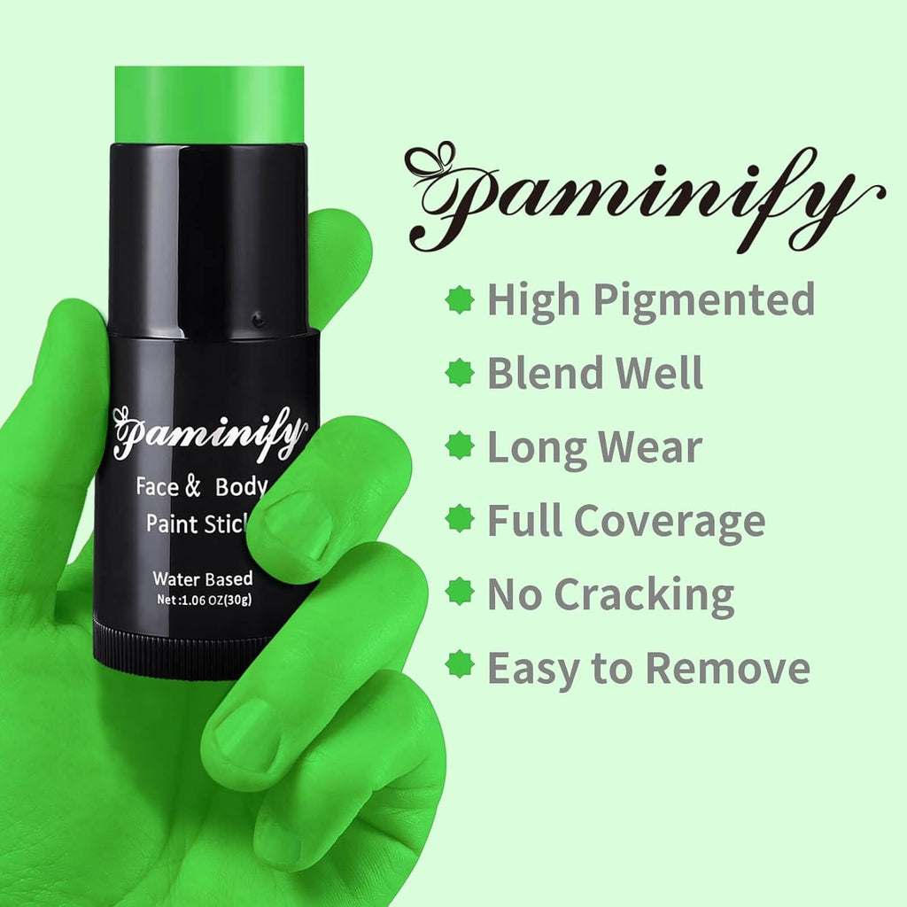 Light Green Face Paint Stick,St Patricks Day Lime Green Body Paint Stick,Washable Face Painting For Monster Frankenstein Witch Elphaba Costume,Halloween Sfx Makeup Paint For Cosplay,1.06 Oz
