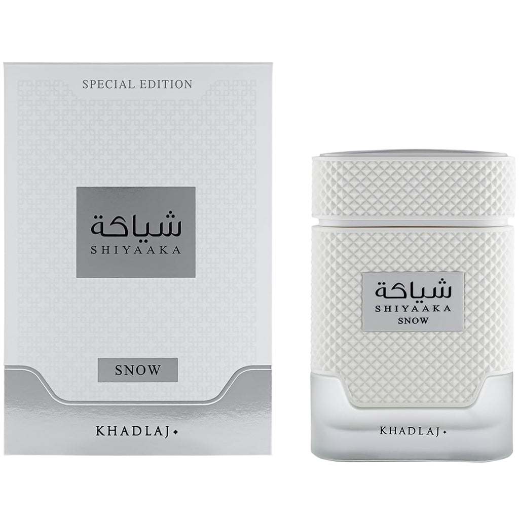 Khadlaj Shiyaaka Snow – Citrusy, Woody, Spicy, Aromatic – Eau De Parfum Spray-Long-Lasting Fragrance for Men, 3.4 Ounce / 100 ml