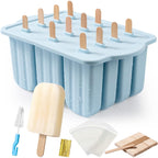 Popsicles Molds, Meetrue 12 Pieces Silicone Popsicle Molds Easy-Release Bpa-Free Popsicle Maker Molds Ice Pop Molds Homemade Popsicle Ice Pop Maker With 50Pcs Popsicle Sticks+Cleaning Brush