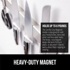 Gorilla Grip 304 Stainless Steel Heavy Duty Magnetic Knife Holder, Secure Wall Mounted Bar For Knives, Tools, Holds Up To 6 Lbs, Kitchen Organizer, 10 Inch Strip, Easy Installation, Screws Included