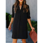 Qacohu Summer Dresses For Women V Neck Ruffle Short Sleeve Casual Shift Dress