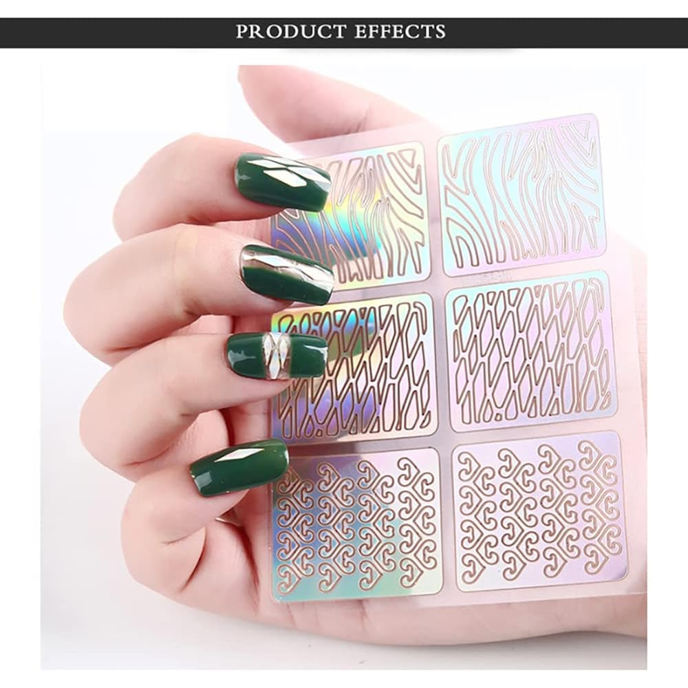 144 Pcs Reusable Nail Stencils & Vinyls Kit, Nail Art Stickers for DIY with Floral, Geometric, Lace Patterns | Hollow Out Design Decoration for Coffin, Almond Nails