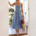 Utcoco Denim Dress For Women Sleeveless Button Down Slim Fit Midi Jean Dresses For Women 2026