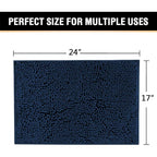 H.VERSAILTEX Navy Blue Bath Rug, Bath Mat Non Slip Bath Mats for Bathroom Floor, Bathroom Rug Extra Thick Chenille Rug 17" x 24" Absorbent Soft Shaggy Washable Dry Fast Plush Rugs for Bathtubs