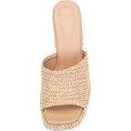 Monrovia Raffia Heeled Sandals For Women，Platform Wedge Slip On Block Heel, Dressy Summer Open Toe Chunky High Heel Vacation Beach Slides Sandals