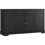Hostack 54"W Kitchen Buffet Cabinet With Storage, Coffee Bar Cabinet, Black | Dual Swing-Out Door Racks, Large Drawer & Adjustable Shelves, Modern Sideboard Storage Cabinet For Dining Room, Living Room