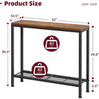 Simple Trending Console Table, 32" Sofa Table With Storage Shelf, Narrow Entryway Table, For Hallway, Behind The Couch, Living Room, Rustic Brown