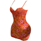 Soly Hux Women'S Summer Floral Lace Trim Mini Dress Spaghetti Strap Bodycon Party Cami Dresses