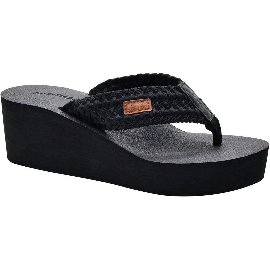 Malida Womens Wedge Arch Support Flip Flops Cushion Soft Rubber Midsole Platform Thong Sandals With Rubber Sole