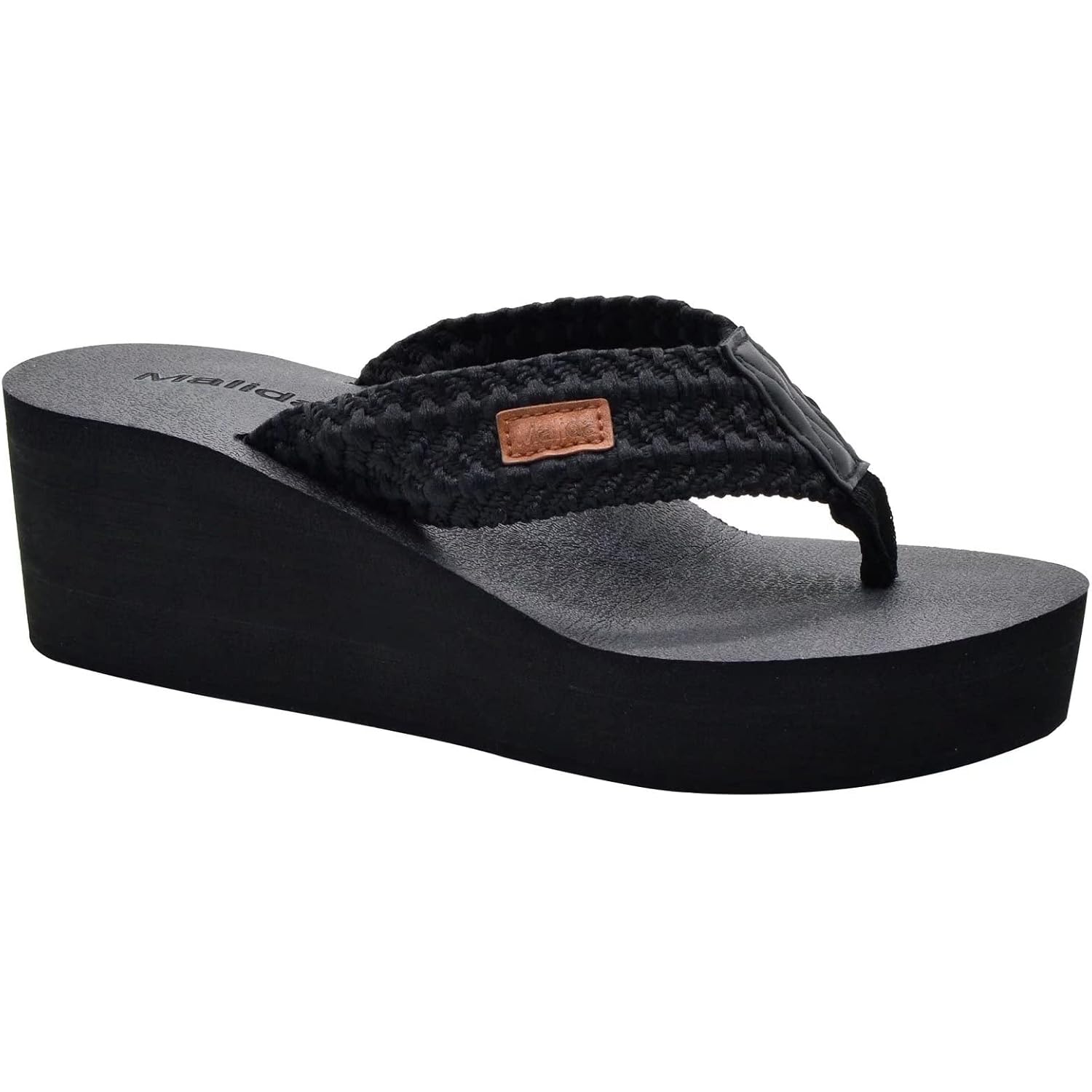Malida Womens Wedge Arch Support Flip Flops Cushion Soft Rubber Midsole Platform Thong Sandals With Rubber Sole