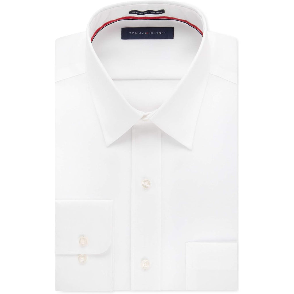 Tommy Hilfiger Men'S Regular Fit Non Iron Solid Dress Shirt - Amazon Exclusive