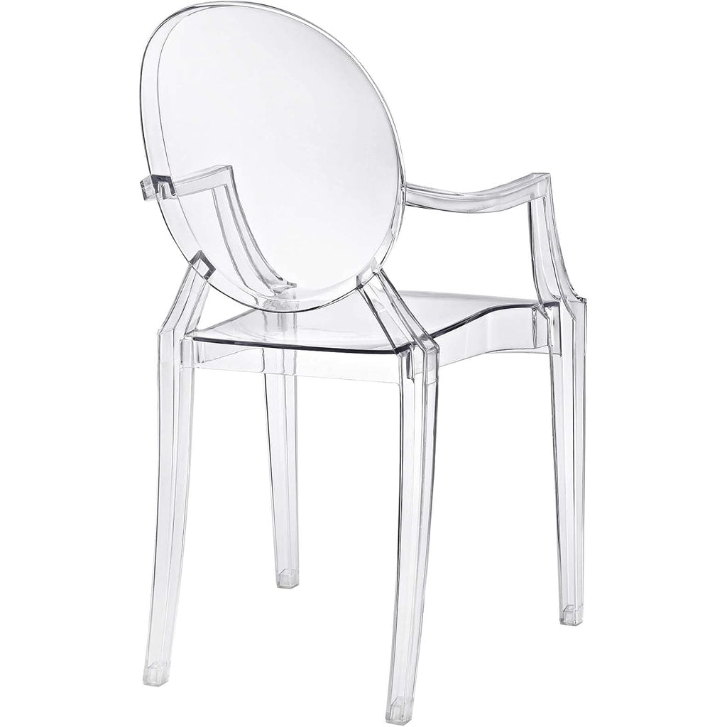Modway Casper Modern Acrylic Stacking Kitchen And Dining Room Arm Chair In Clear - Fully Assembled