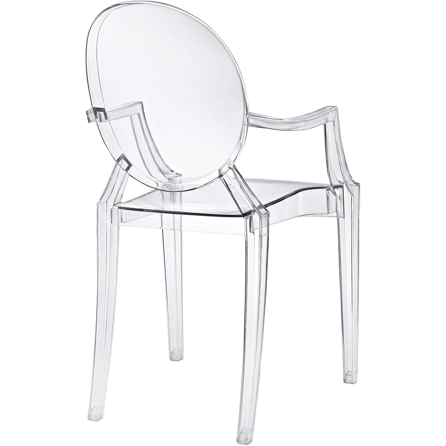 Modway Casper Modern Acrylic Stacking Kitchen And Dining Room Arm Chair In Clear - Fully Assembled