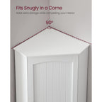 Vasagle Corner Cabinet, Tall Corner Storage Cabinet With 2 Doors And 4 Adjustable Shelves, For Bathroom Kitchen Living Room, Modern Farmhouse Design, White Ubbc541P31