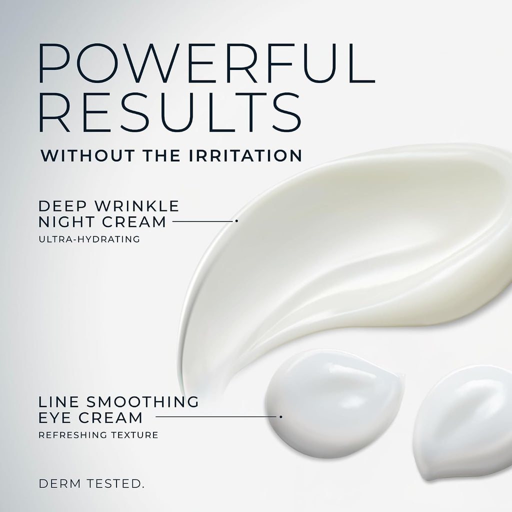 Roc Retinol Correxion Value Set Duo, Deep Wrinkle Anti-Aging Night Face Cream + Under Eye Cream For Dark Circles & Puffiness - Retinol Eye Care