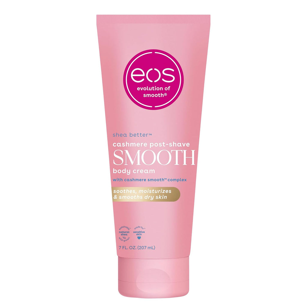 Eos Cashmere Skin Collection Post-Shave Smooth Body Cream- Vanilla Cashmere, 72-Hour Hydration, Nourishing, Body Care, Shea Butter, 7 Fl Oz