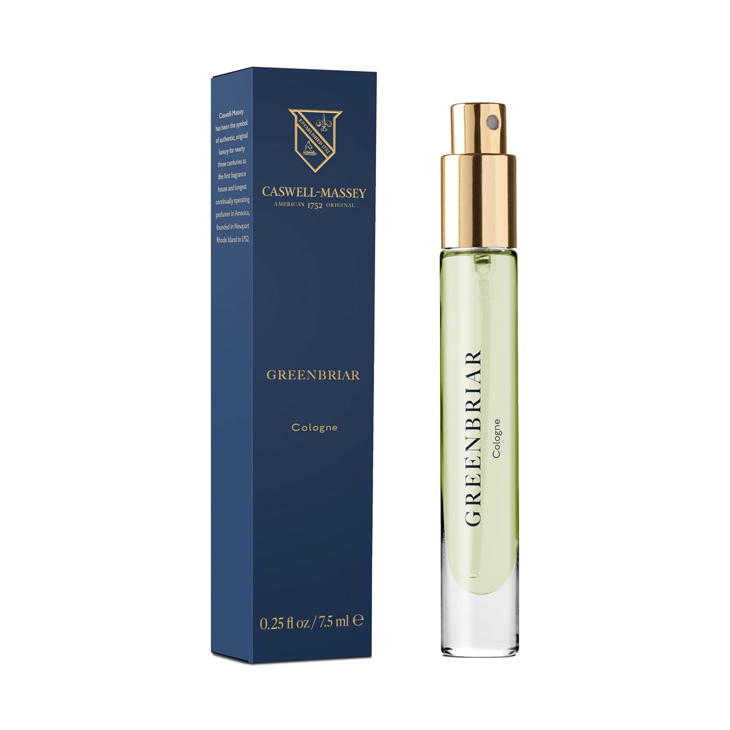 Caswell-Massey Greenbriar Cologne Spray, Classic and Zesty Scent with Citrus, Sage & Patchouli, Fragrance for Men, Made in USA, 0.25 Oz