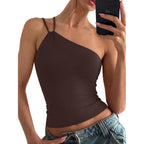 REORIA Off the Shoulder Tops for Women Summer Sleeveless Sexy Going Out Tank One Shoulder Top 2026 Trendy Clothes