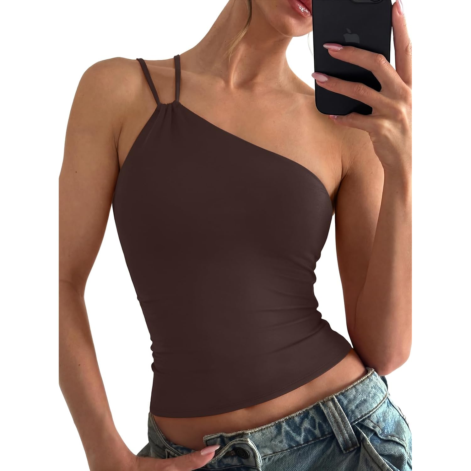 REORIA Off the Shoulder Tops for Women Summer Sleeveless Sexy Going Out Tank One Shoulder Top 2026 Trendy Clothes