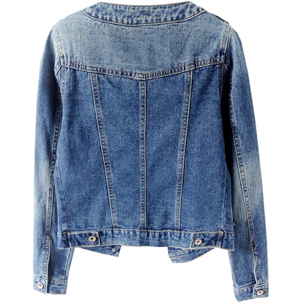 Jean Jacket For Women Trendy Collarless Button Down Long Sleeve Casual Western Denim Jacket Country Concert Outfits