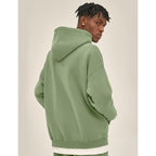 Flygo Mens Zip Up Hoodies Oversized Fleece Long Sleeve Drop Shoulder Hooded Sweatshirt Trendy Vintage Streetwear