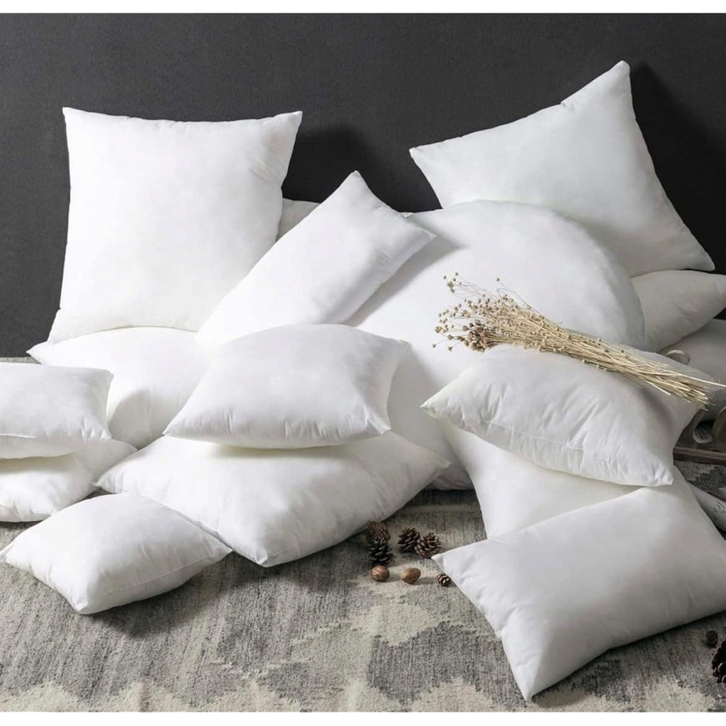 QUBA LINEN 18 x 18 Throw Pillow Insert - Pack of 4 White, Down Alternative Pillow Inserts for Decorative Pillow Covers, Throw Pillows for Bed, Couch Pillows for Living Room (18" x 18" (Pack of 4))