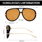 GUVIVI Retro Gold Aviator Sunglasses for Women Men, 2026 Metal Oversized 70s Aviators Black Vacation Beach Sun Glasses