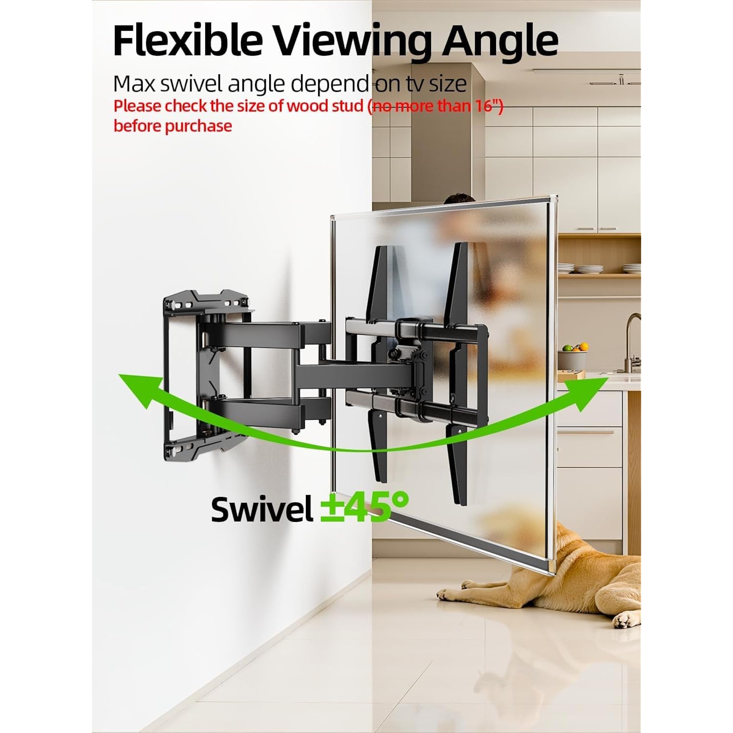 Full Motion Tv Wall Mount For 42 55 65 75 85 86 Inch, Tv Mount Swivel And Tilt,Wall Mount Bracket With Dual Articulating Arms Up To 132Lbs, Vesa 600X400Mm, Max 16" Wood Studs, Usx Mount Xml019