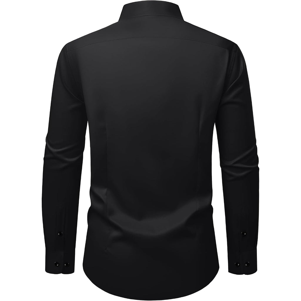 Mens Wrinkle Free Dress Shirts Regular Fit Business Button Down Shirt Formal Long Sleeve Wedding Stretch Shirts
