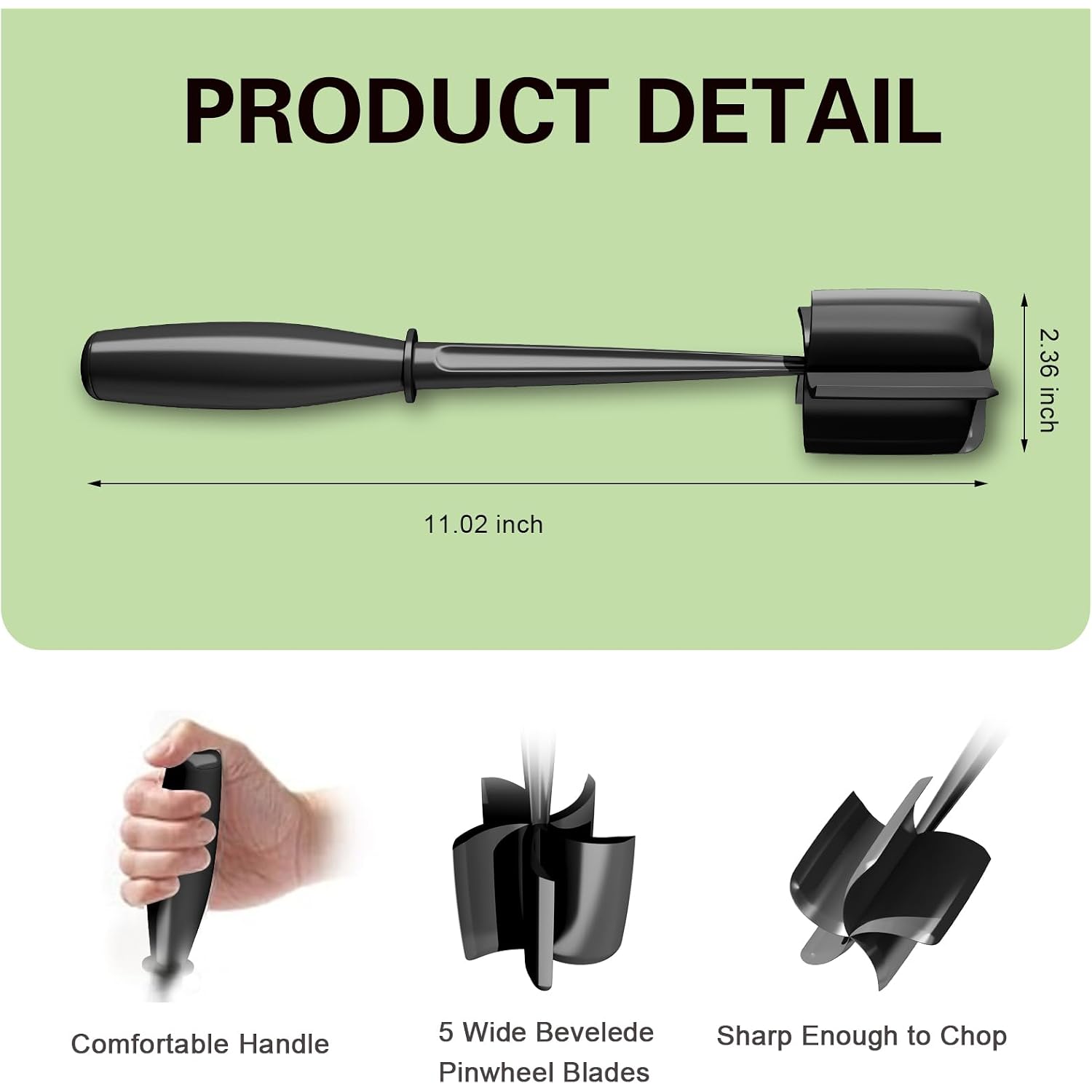 Meat Chopper, 5 Curve Blades Ground Beef Smasher, Heat Resistant Hamburger Smasher Tool, Nylon Potato Masher Utensil, Ground Meat Chopper, Meat Separator Tool For Hamburger, Non Stick Mix Chopper