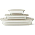 Amazon Basics Glass Baking Dishes With Bpa-Free Lids, 6-Piece Bakeware Set, Borosilicate Glass, Oven-Safe Up To 752°F, Non-Slip And Stackable, Dishwasher-Safe, Linen Gray